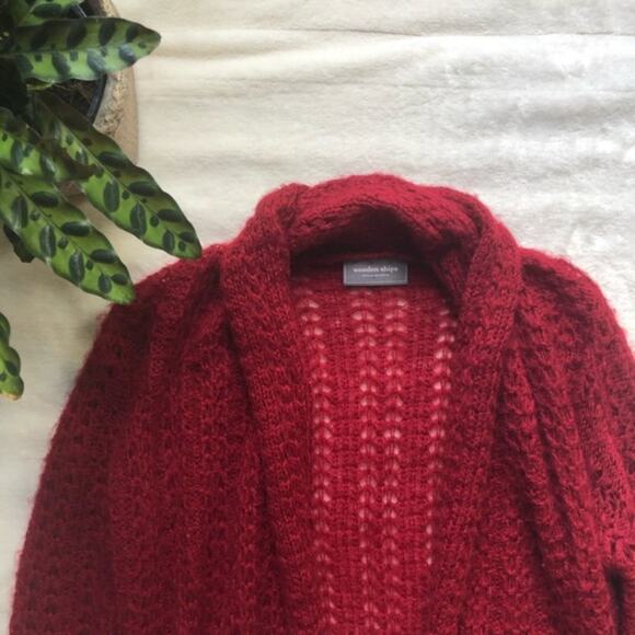 Wooden Ships Red Open Front Cardigan Sweater - Picture 4 of 6